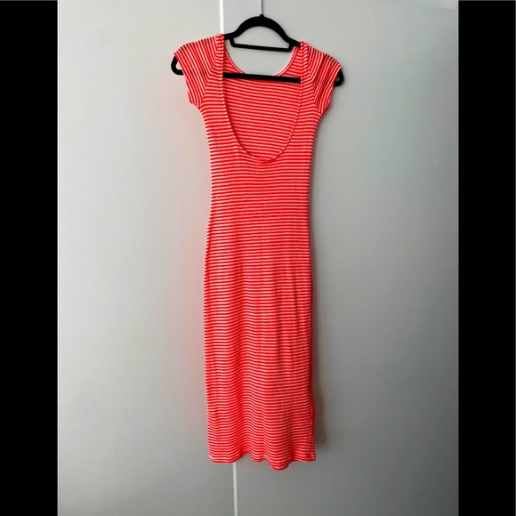 ZARA ORANGE AND WHITE STRIPED DRESS - Picture 2 of 2